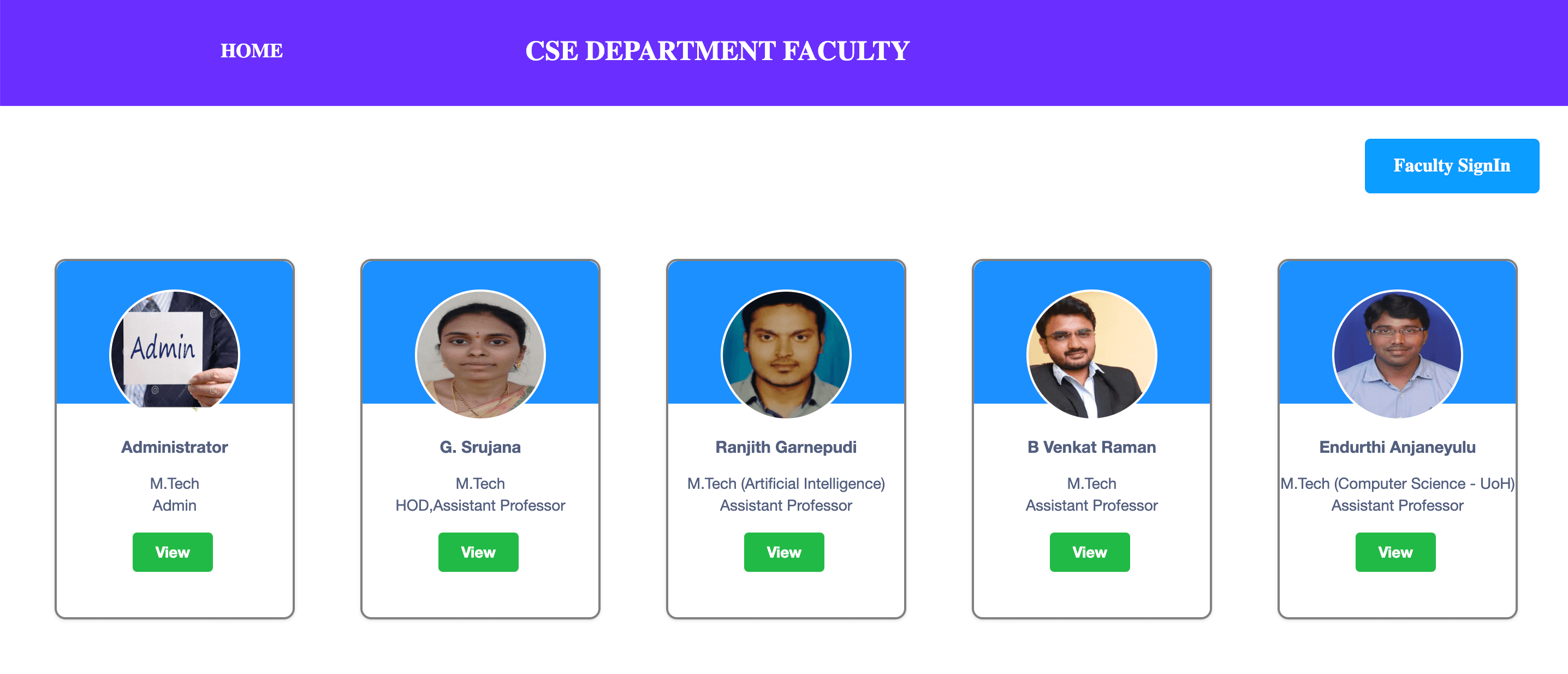 Department Faculty Management System