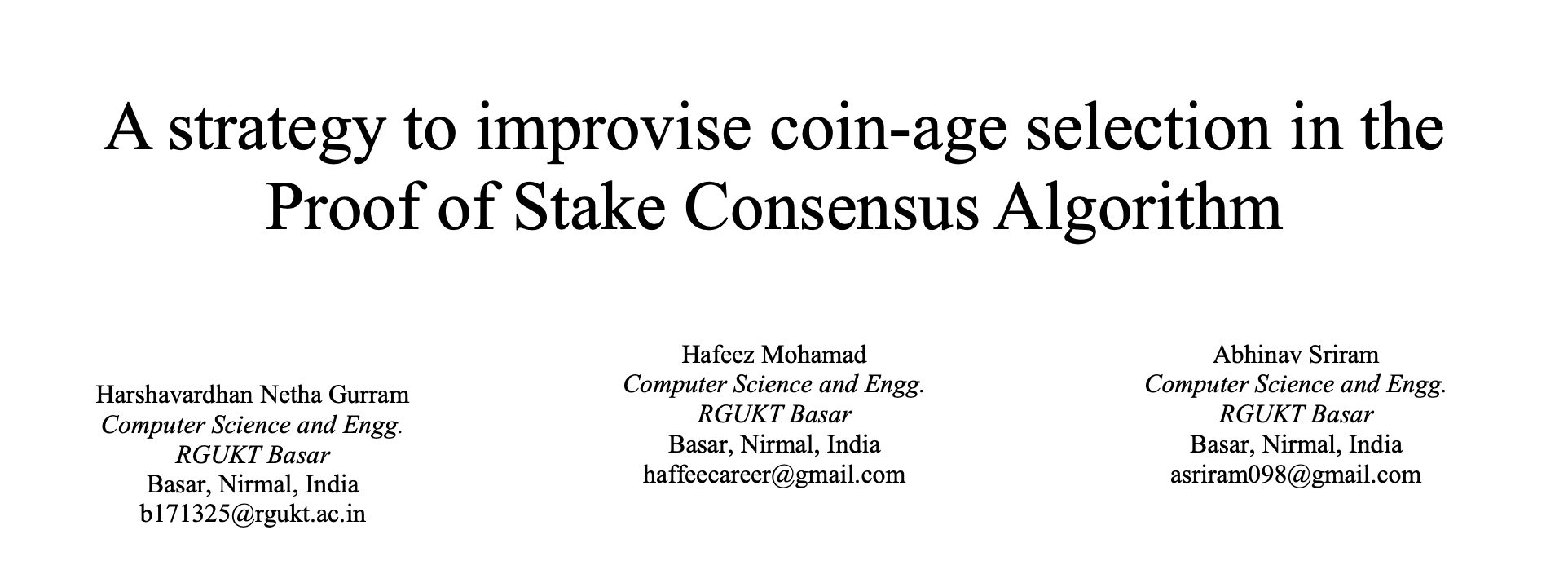 A Strategy to Improvise Coin-age Selection in the Proof of Stake Consensus Algorithm